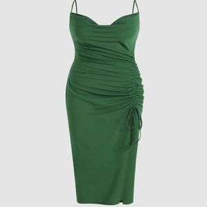 Cider Green Ruched Midi Dress